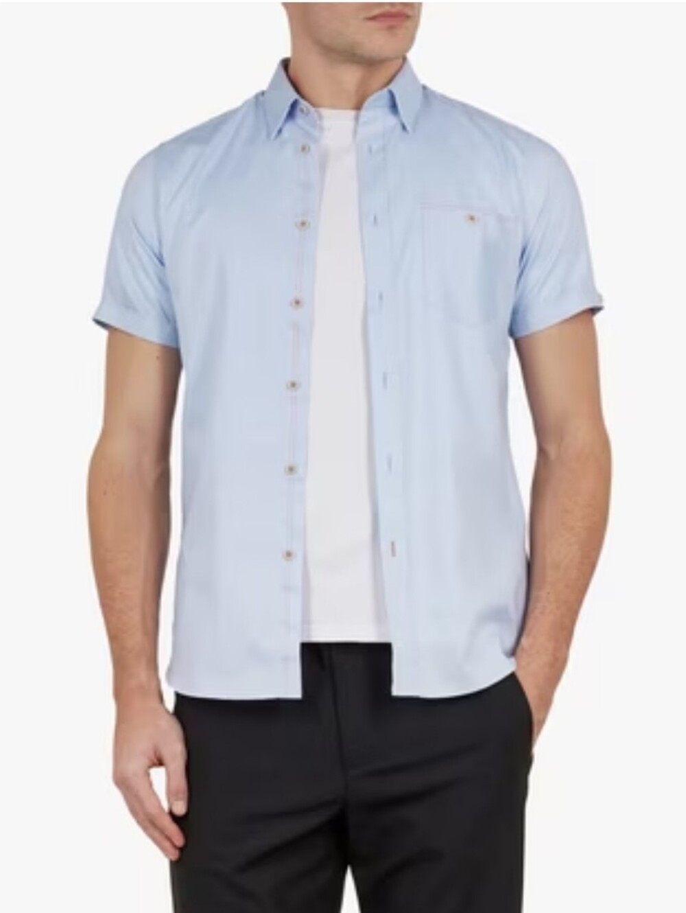 Ted Baker London Wallabi Short Sleeve Oxford Shirt Mid Blue Size 2 Smart Casual